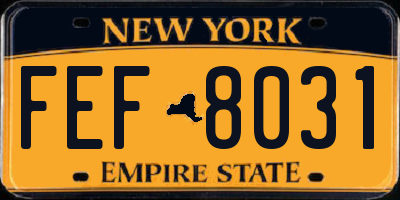 NY license plate FEF8031