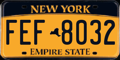 NY license plate FEF8032