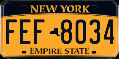 NY license plate FEF8034