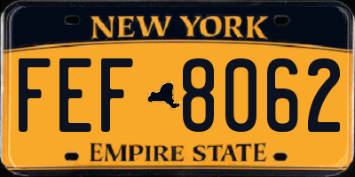 NY license plate FEF8062