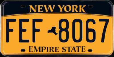 NY license plate FEF8067