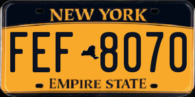 NY license plate FEF8070