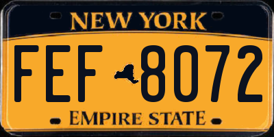 NY license plate FEF8072