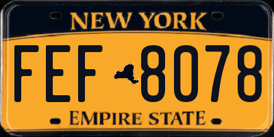 NY license plate FEF8078