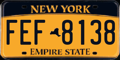NY license plate FEF8138