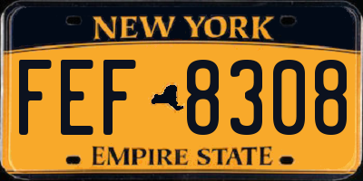 NY license plate FEF8308