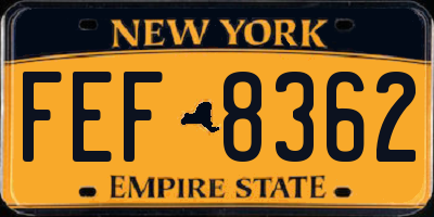 NY license plate FEF8362