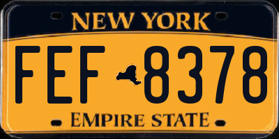 NY license plate FEF8378