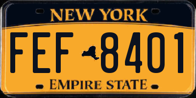 NY license plate FEF8401