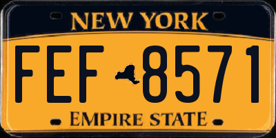 NY license plate FEF8571