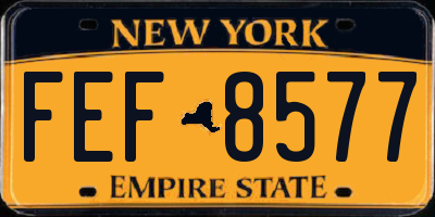NY license plate FEF8577