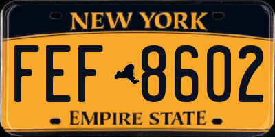 NY license plate FEF8602