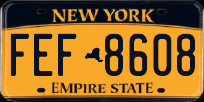 NY license plate FEF8608