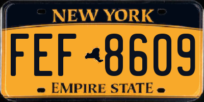 NY license plate FEF8609