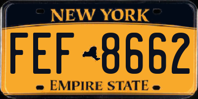 NY license plate FEF8662