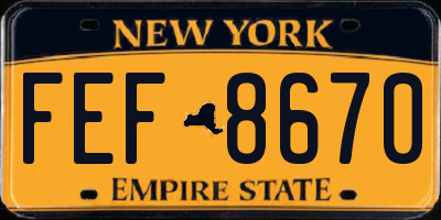 NY license plate FEF8670