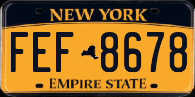 NY license plate FEF8678