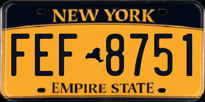 NY license plate FEF8751