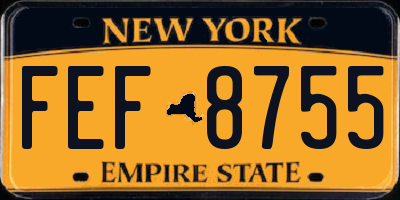 NY license plate FEF8755