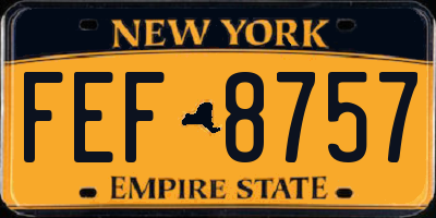 NY license plate FEF8757
