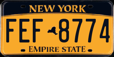 NY license plate FEF8774