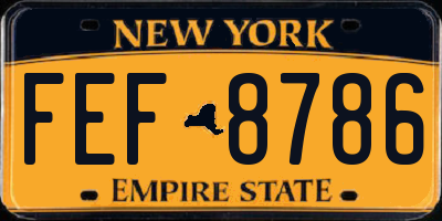 NY license plate FEF8786