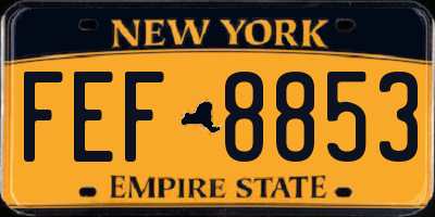 NY license plate FEF8853