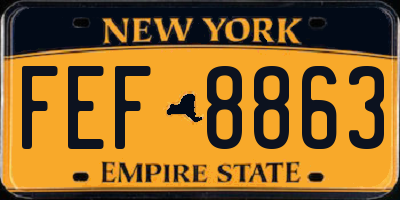 NY license plate FEF8863