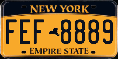 NY license plate FEF8889