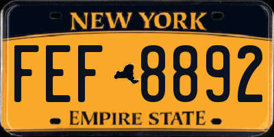NY license plate FEF8892