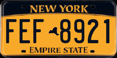 NY license plate FEF8921