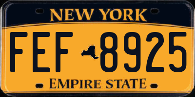 NY license plate FEF8925