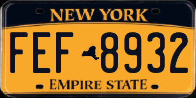 NY license plate FEF8932