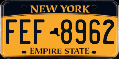 NY license plate FEF8962