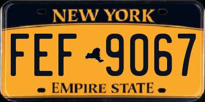 NY license plate FEF9067