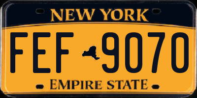 NY license plate FEF9070