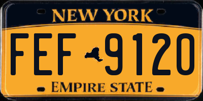 NY license plate FEF9120