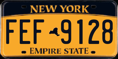 NY license plate FEF9128