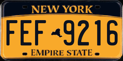 NY license plate FEF9216