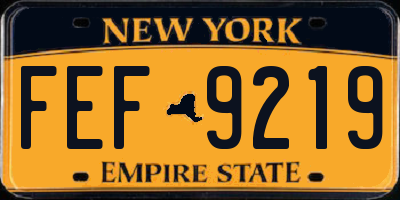 NY license plate FEF9219