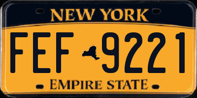 NY license plate FEF9221