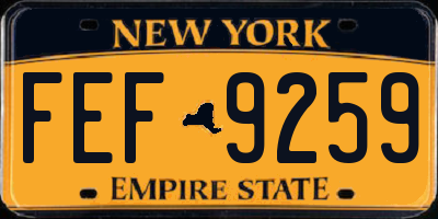 NY license plate FEF9259