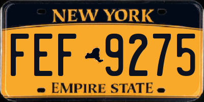 NY license plate FEF9275
