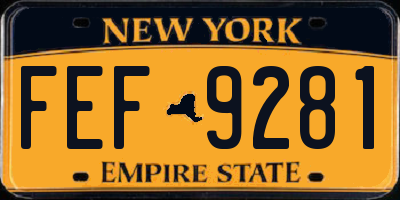 NY license plate FEF9281