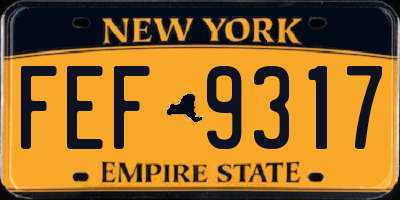 NY license plate FEF9317