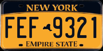 NY license plate FEF9321