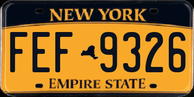 NY license plate FEF9326