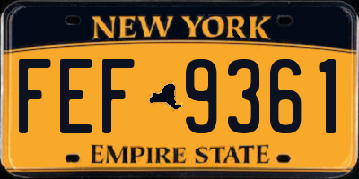 NY license plate FEF9361