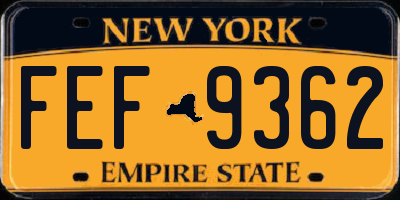 NY license plate FEF9362