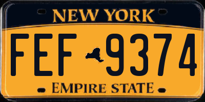 NY license plate FEF9374